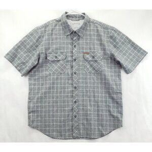 Orvis Shirt Mens Large Gray Plaid Fishing Pockets Classic Button-Up